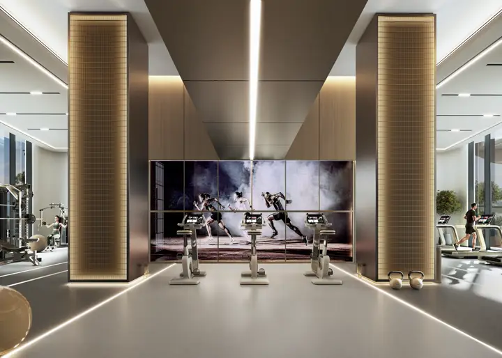 Residents' gym render at River Cove