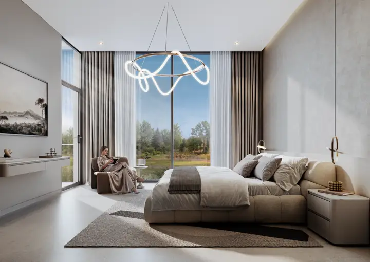 Master bedroom render in a Terraces townhouse, T4C type