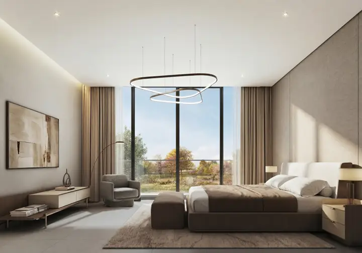 Master bedroom render in a Terraces townhouse, T4D type